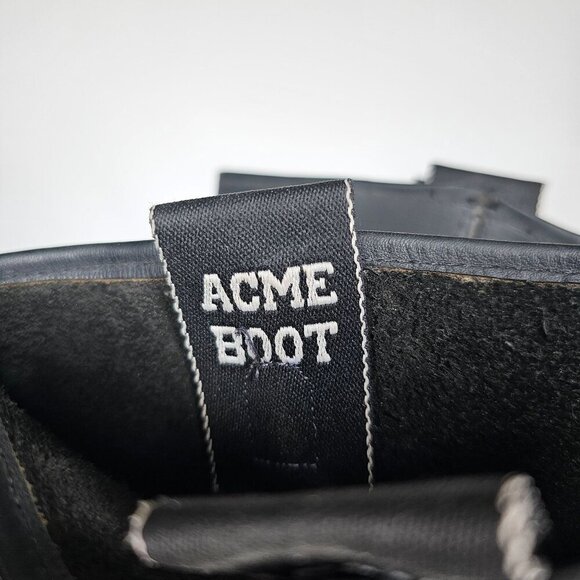 Vintage Acme Boot Black Leather Western Cowboy Boots Mens 8.5D - Picture 6 of 16